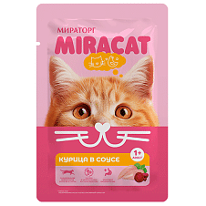 Корм консерв. полнорац. Miracat с курицей в соусе, для взрослых кошек всех пород, 0,075 кг/28шт