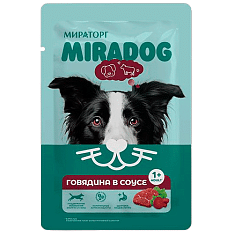 Корм консерв. полнорац. Miradog с говядиной в соусе, для взрослых собак всех пород, 0,075 кг/28шт
