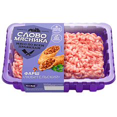 Фарш свиной Любительский, ОХЛ, 400г/4шт/Слово Мясника