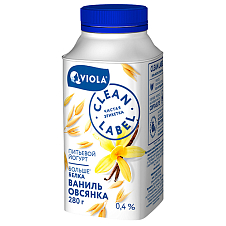 Йогурт питьевой VIOLA Clean Label с наполнителем «Ваниль-овсянка». мдж 0,4%, 280г