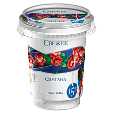 Сметана Свежее Завтра 15% 0,3кг*12шт
