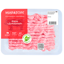Фарш свино-говяжий Домашний, охл, 400г/4шт/МИРАТОРГ