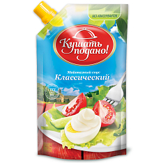 Майонез. соус Кушать подано классич. 25% 400г сашет с дозат./20шт