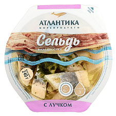 Сельдь атл. филе-кусочки в масле с лучком, Атлантика 240г/6шт