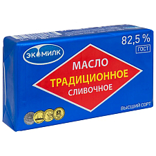 Масло Традиционное сладко-сливочное несоленое 160г 82,5% Экомилк