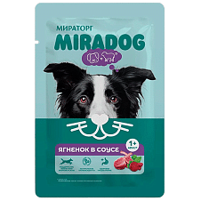 Корм консерв. полнорац. Miradog с ягненком в соусе, для взрослых собак всех пород, 0,075 кг/28шт