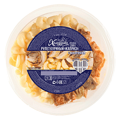 Рулет куриный "Каприз" с грибами и жаренным луком с макаронами, 250г/12шт ТМ Холодушка