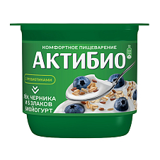 Актибио йогуртЧерника-5 злаков-семена льна 2,9% 130г
