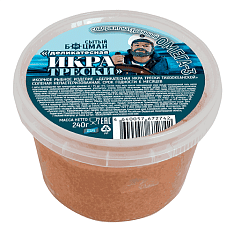 Деликатесная икра трески СЫТЫЙ БОЦМАН 240г пл/б спайка Лунское море