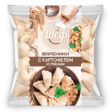 Вареники с картофелем и грибами, ЗАМ, 700г/10шт/Шеф Рекомендует