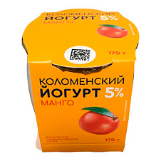Йогурт Коломенский 5%ж  Манго 170г/4 Стекло