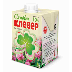 Сливки ультрапаст. 10% 0,5л Клевер