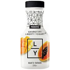 Биойогурт питьевой LIBERTY YOGURT с манго и папайей, мдж 2,0%. 270г